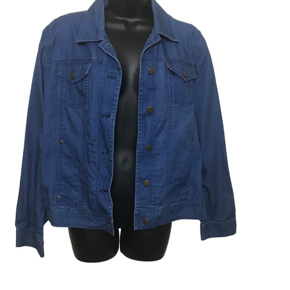 Jones New York Sport Lightweight Jean Jacket Size Large Button Long Sleeve Denim - Picture 4 of 6